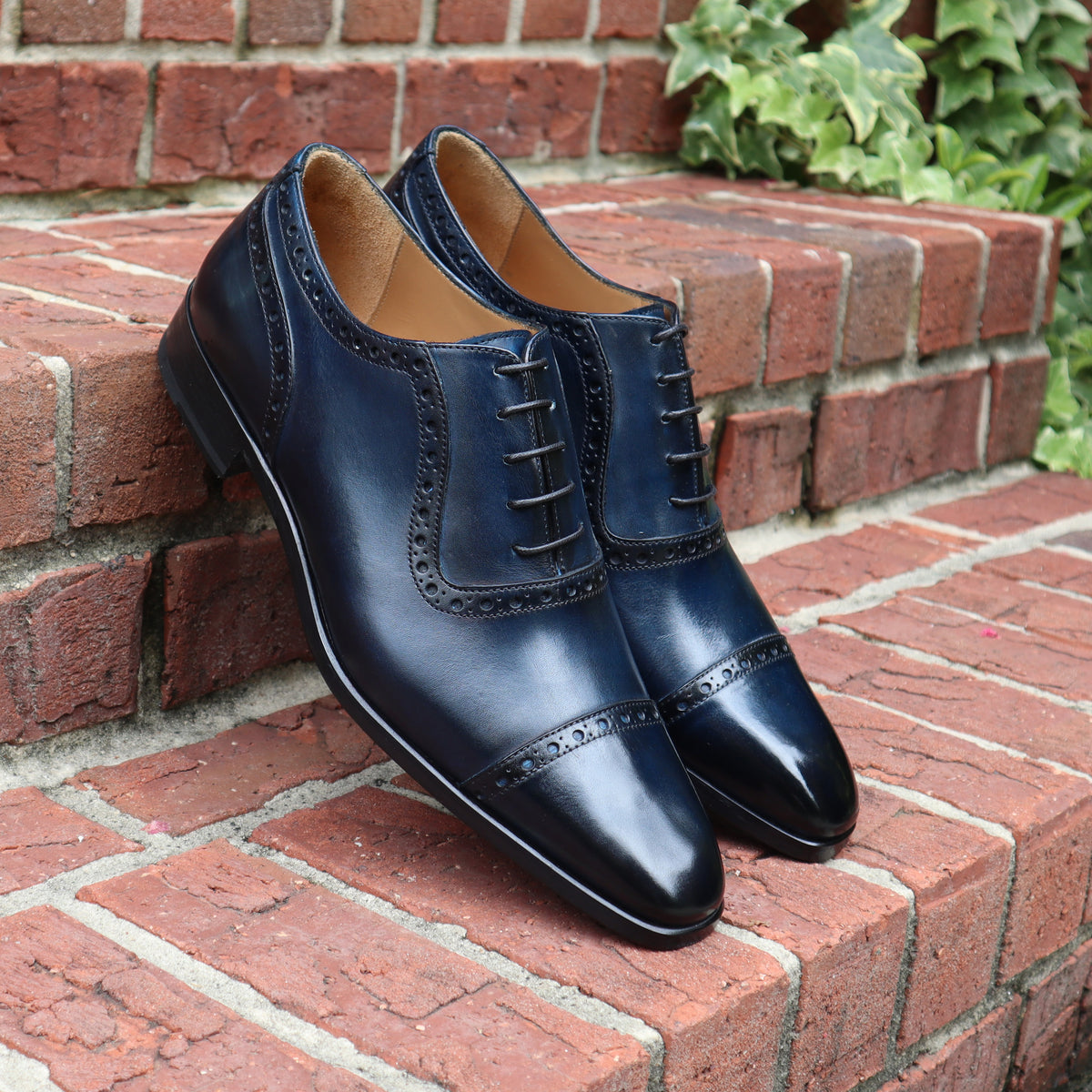  Handmade Italian leather Sapphire Blue Adelaide Oxford, men's dress shoe by Michael Darren Shoes