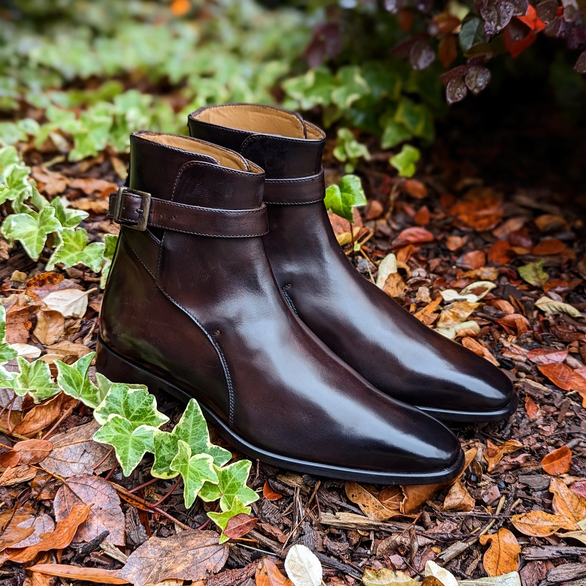 Handmade Italian leather Chocolate Brown Jodhpur Boot with buckle closure, men's dress boot by Michael Darren Shoes