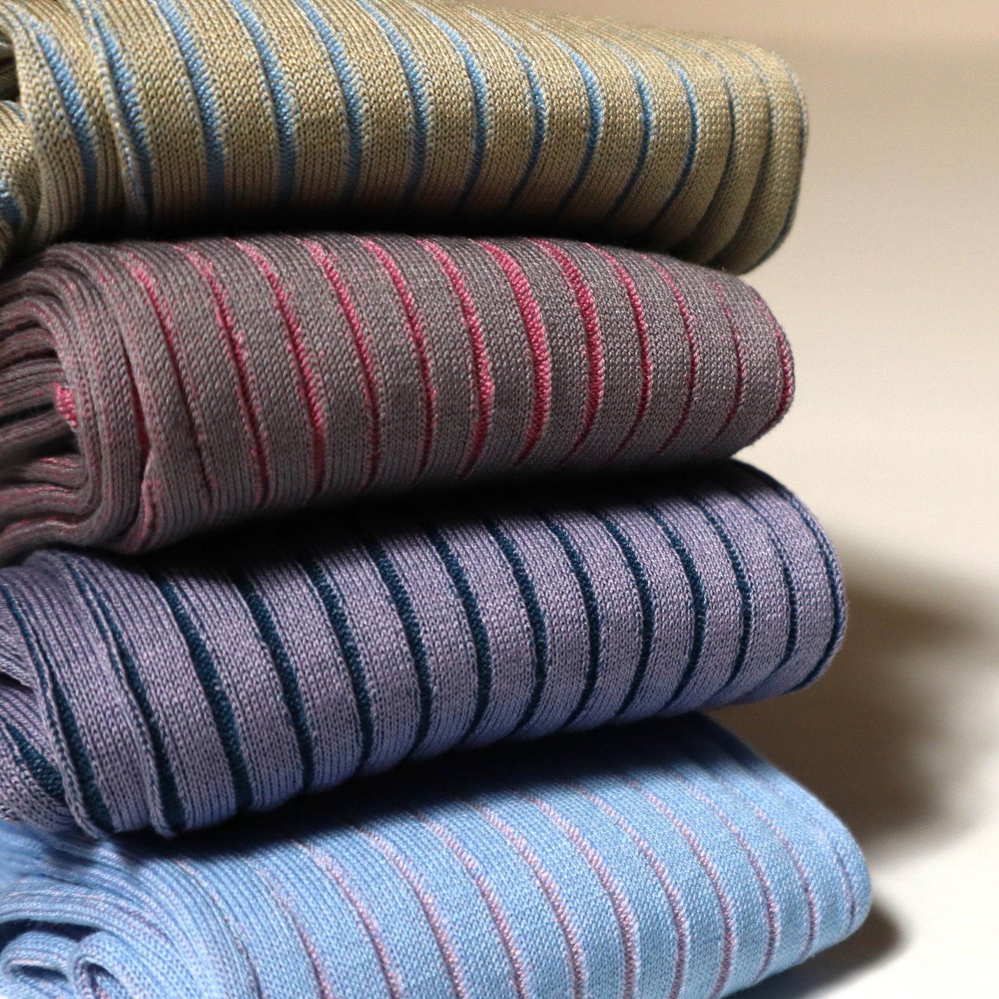 Michael Darren Shadow Stripe over the calf men's dress sock, Egyptian Cotton, summer collection