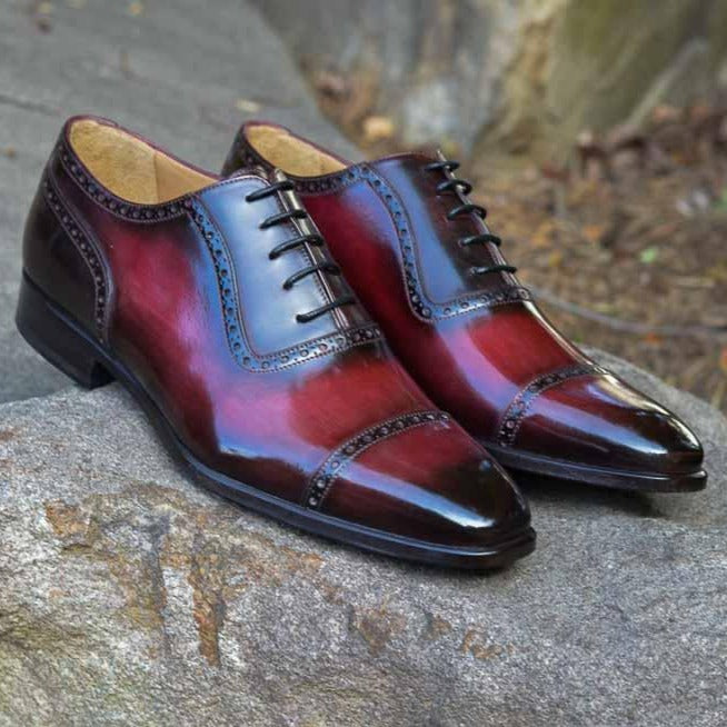 Handmade Italian leather Black Cherry Adelaide Oxford, men's dress shoe by Michael Darren Shoes