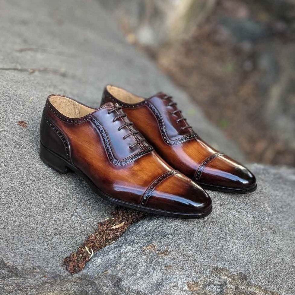  Handmade Italian leather Oak Brown Adelaide Oxford, men's dress shoe by Michael Darren Shoes