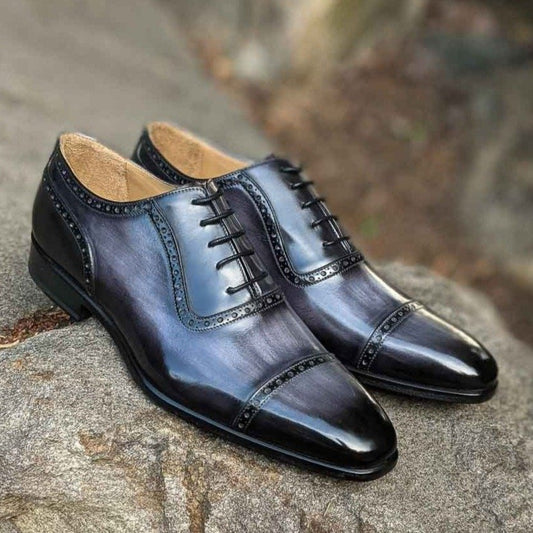 Handmade Italian leather Smoke Grey Adelaide Oxford, men's dress shoe by Michael Darren Shoes