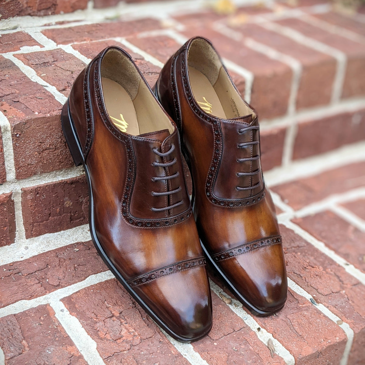 Handmade Italian leather Walnut Adelaide Oxford, men's dress shoe by Michael Darren Shoes
