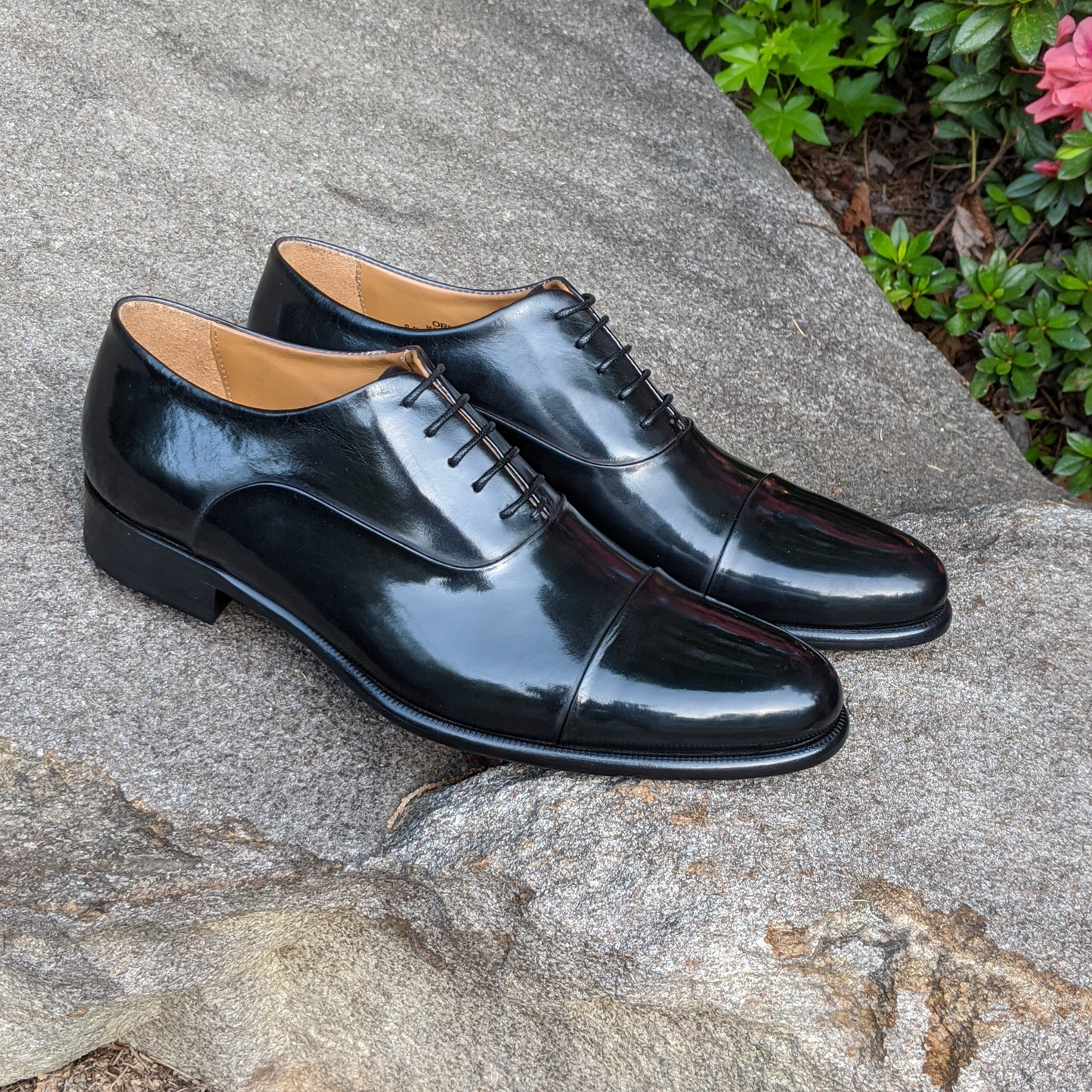 Handmade Italian leather Black Cap Toe Oxford, men's dress shoe by Michael Darren Shoes