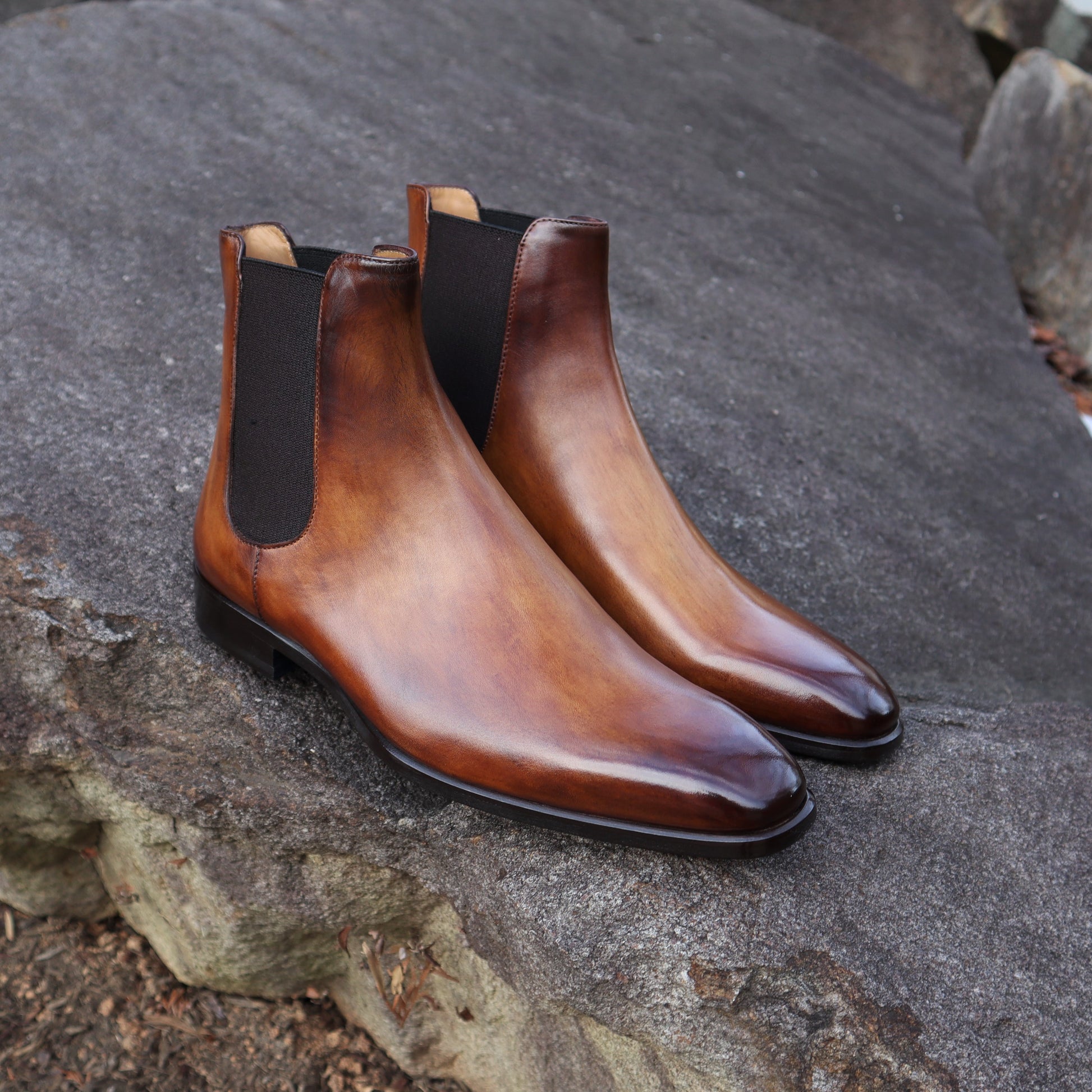 Handmade Italian leather Cuoio Chelsea Boot, men's dress boot by Michael Darren Shoes