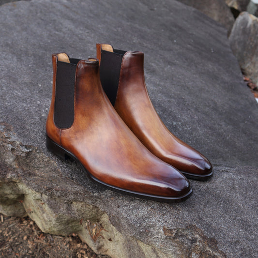 Handmade Italian leather Cuoio Chelsea Boot, men's dress boot by Michael Darren Shoes