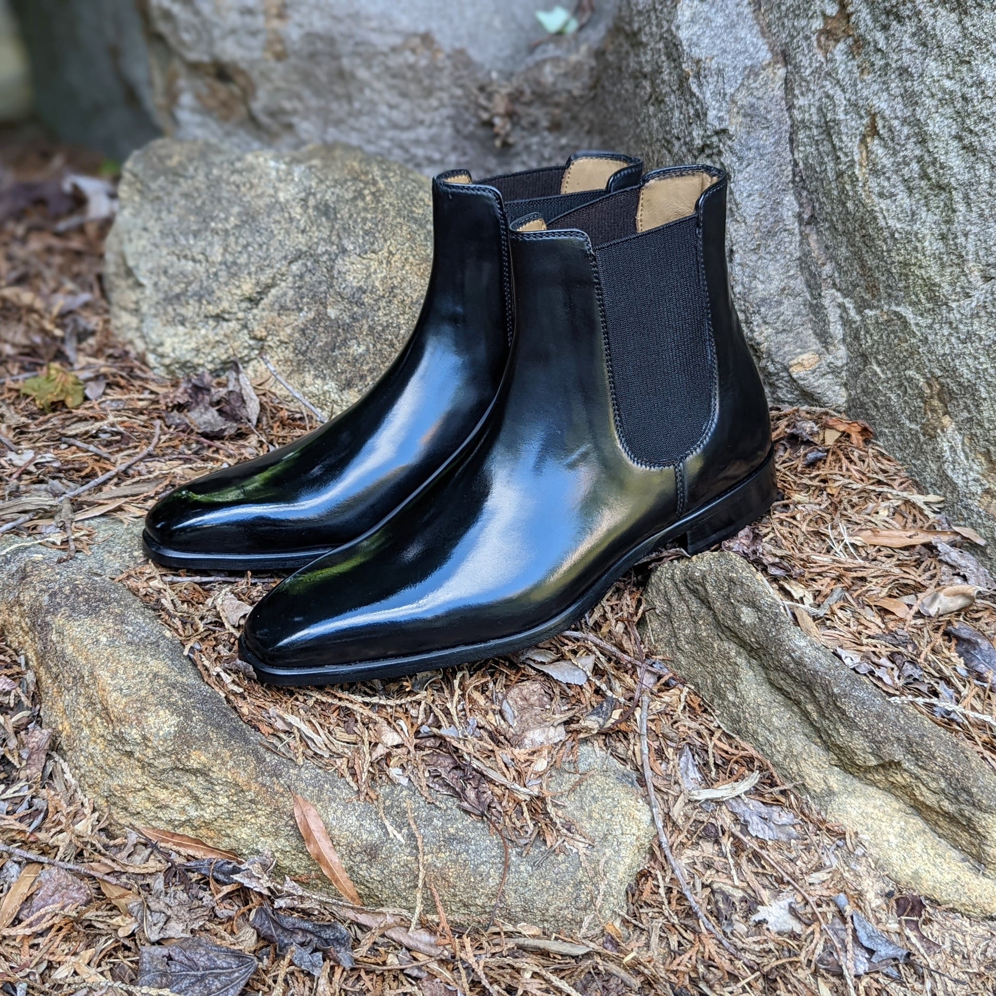 Handmade Italian leather Black Chelsea Boot, men's dress boot by Michael Darren Shoes