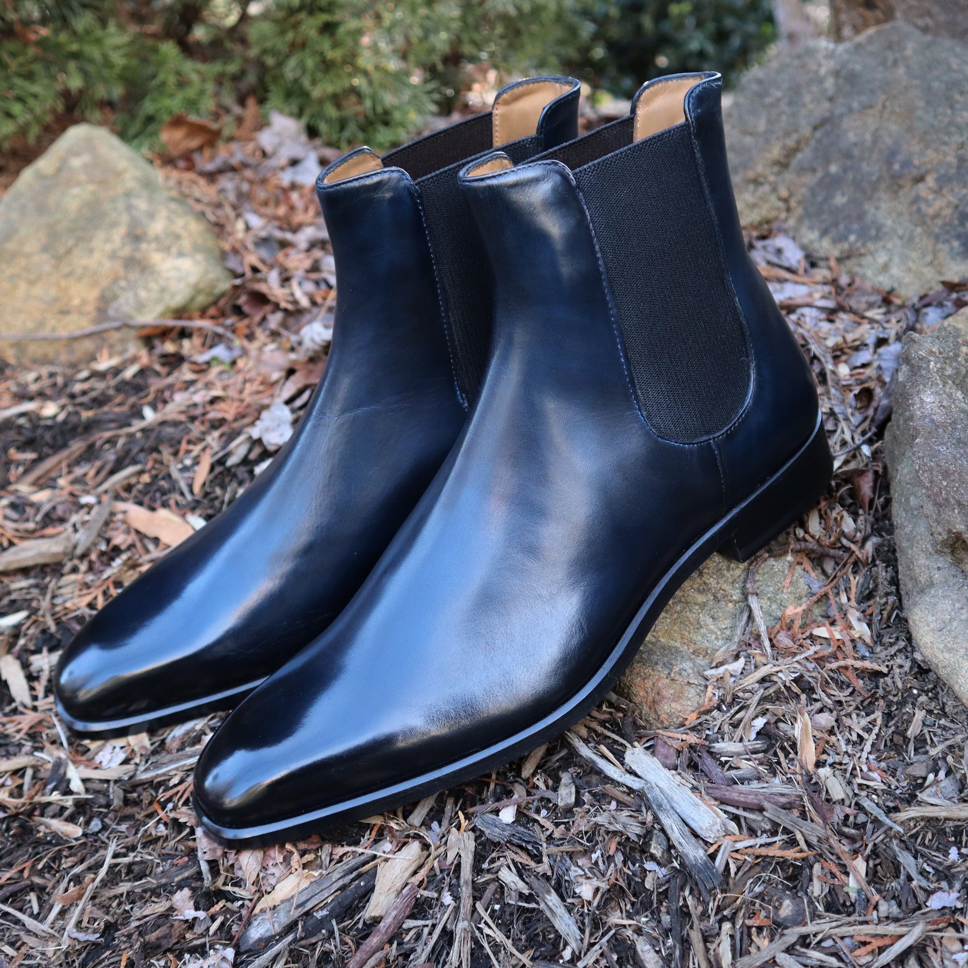 Handmade Italian leather Sapphire Blue Chelsea Boot, men's dress boot by Michael Darren Shoes