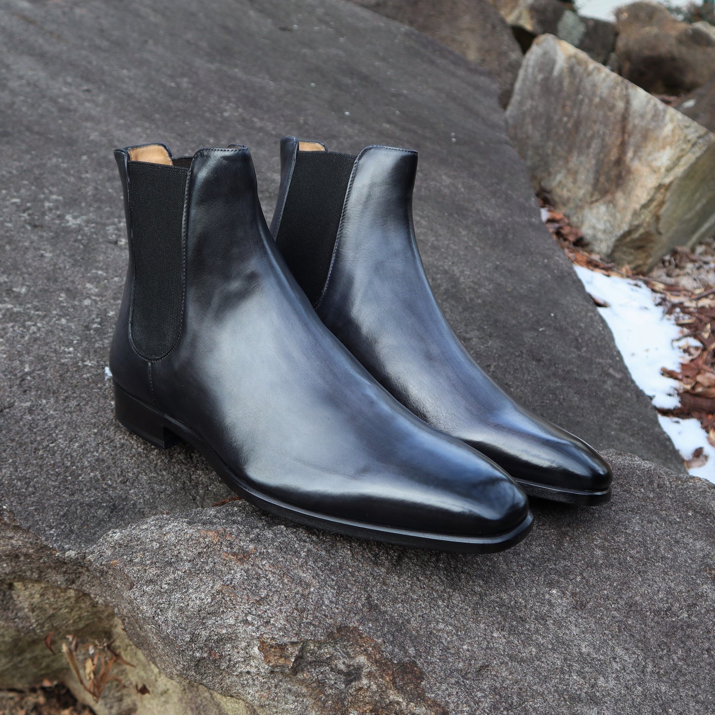 Handmade Italian leather Smoke Grey Chelsea Boot, men's dress boot by Michael Darren Shoes