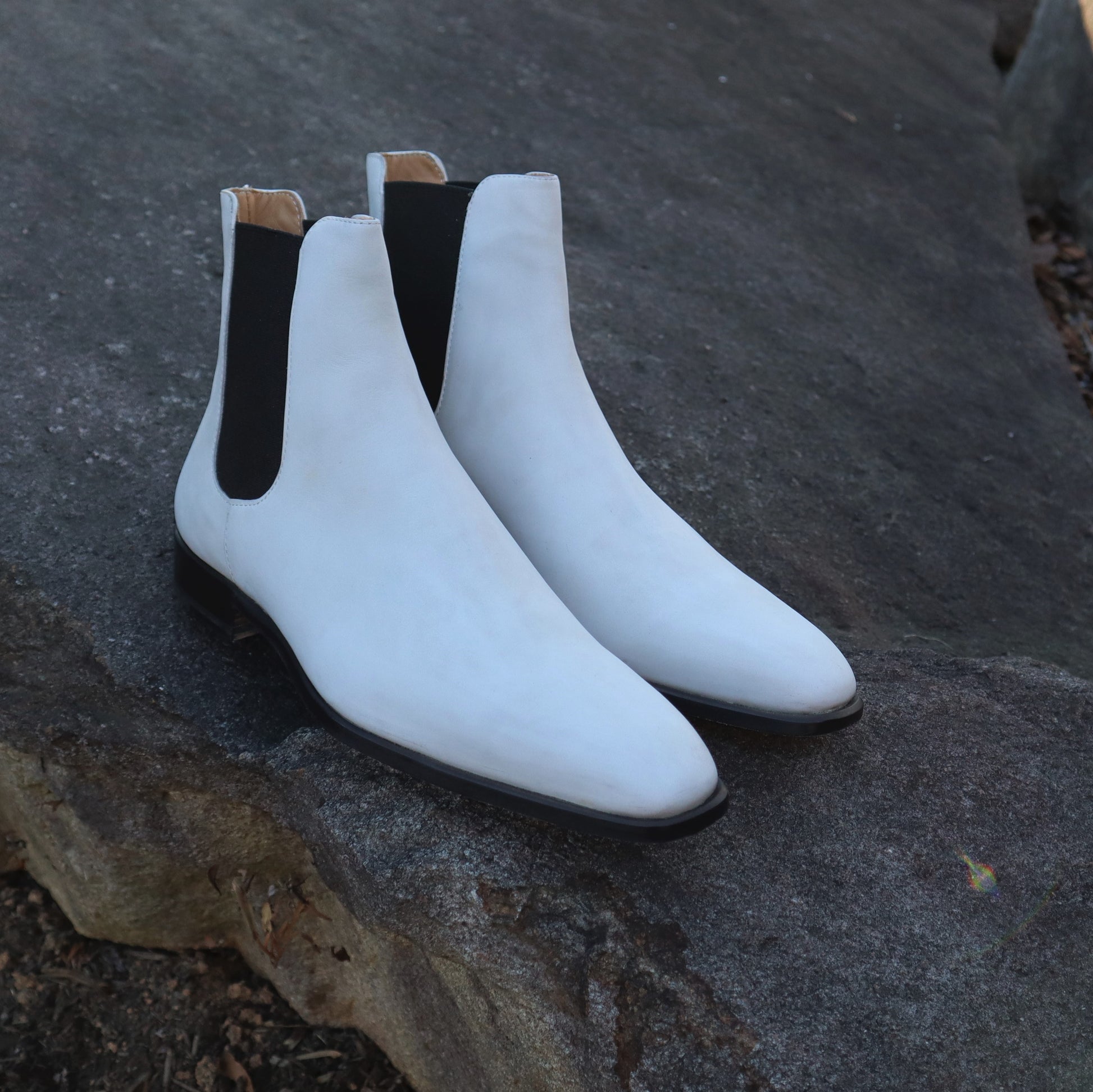Handmade Italian leather Unfinished Crust Chelsea Boot, men's dress boot by Michael Darren Shoes