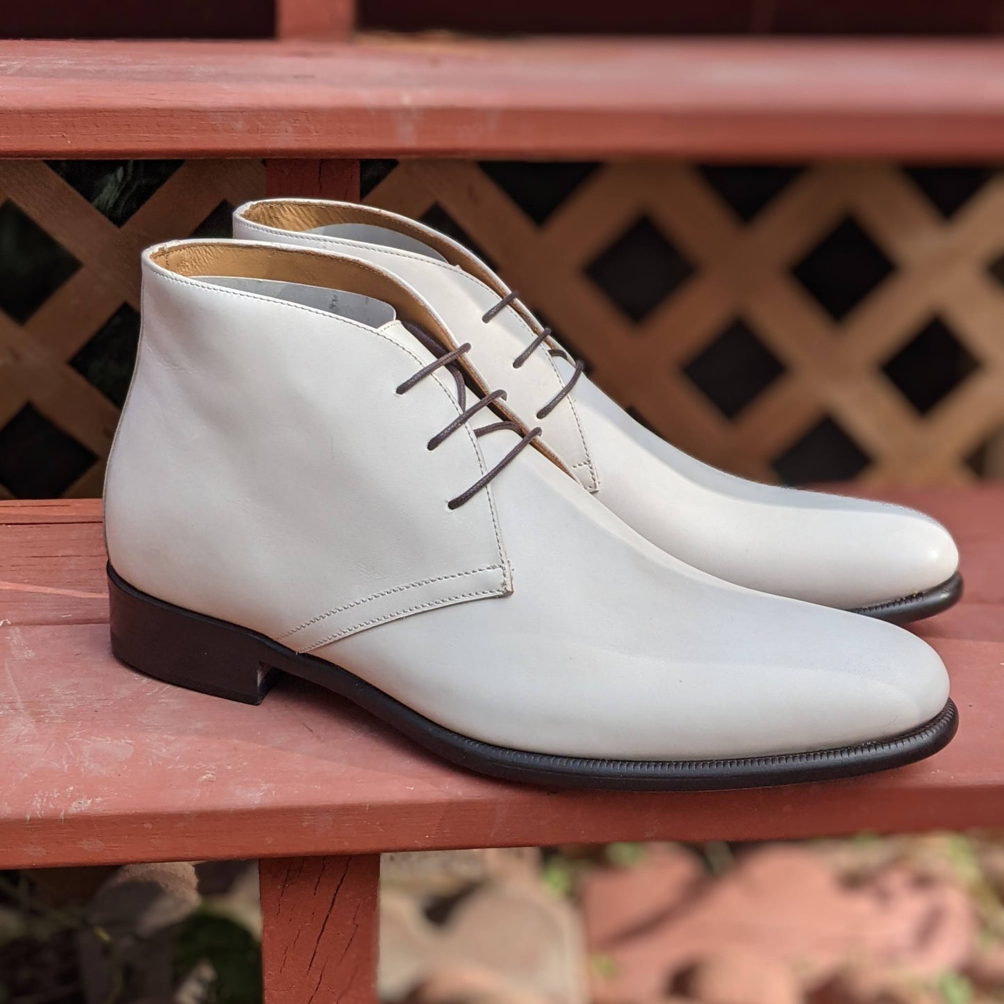 Handmade Italian leather Unfinished Crust Chukka boot with lace up closure, men's dress boot by Michael Darren Shoes