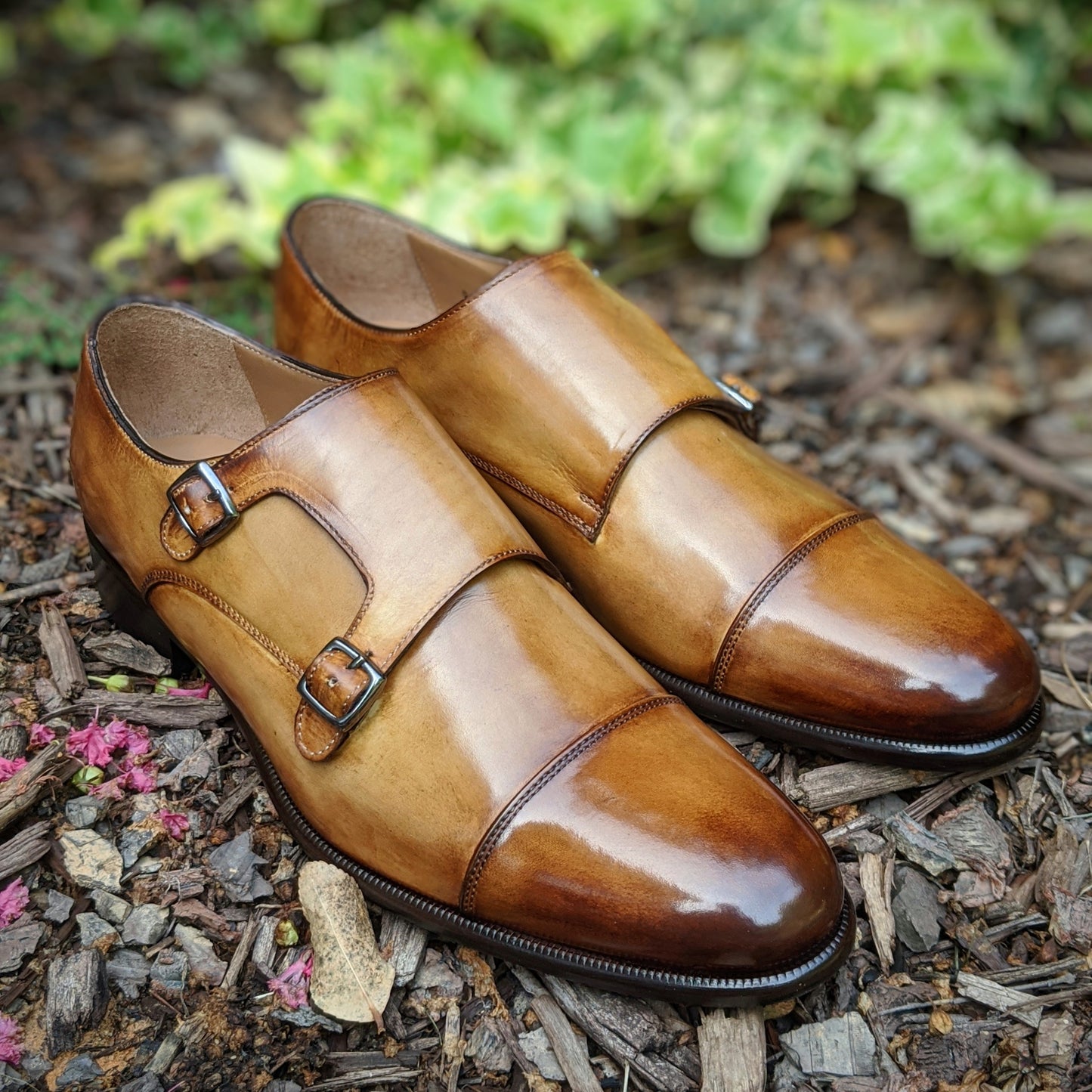 Handmade Italian leather Cuoio Double Monkstrap with double buckle closure, men's dress shoe by Michael Darren Shoes