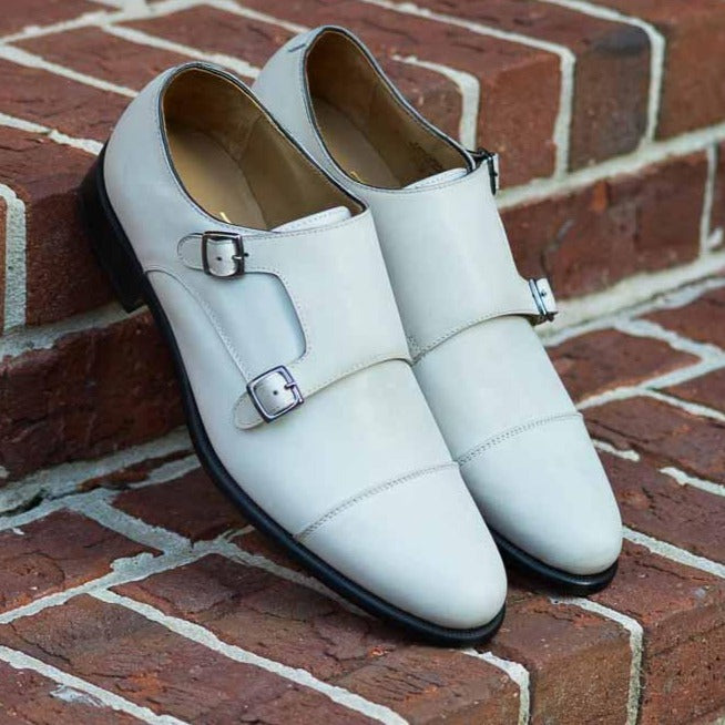 Handmade Italian leather Unfinished Crust Double Monkstrap with double buckle closure, men's dress shoe by Michael Darren Shoes