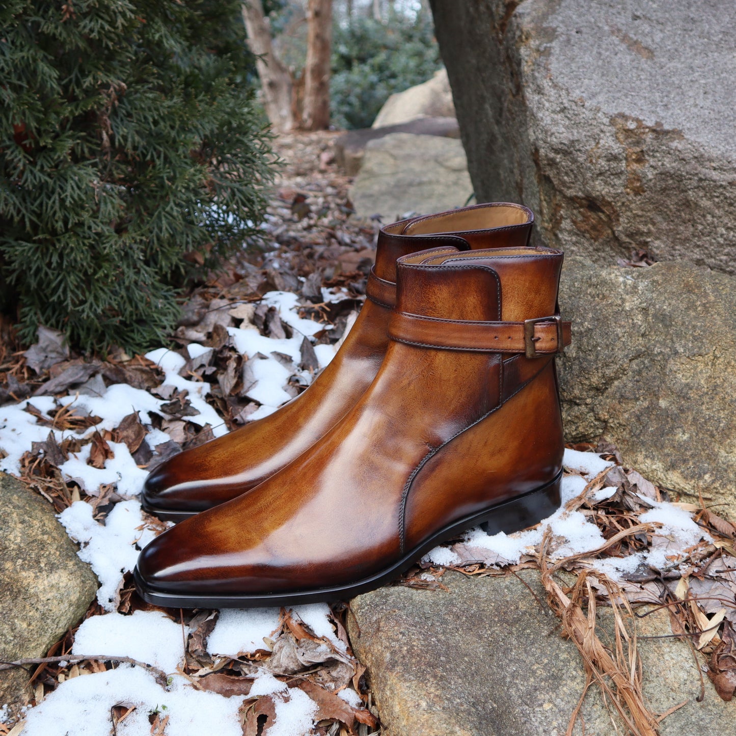 Handmade Italian leather Cuoio Jodhpur Boot with buckle closure, men's dress boot by Michael Darren Shoes
