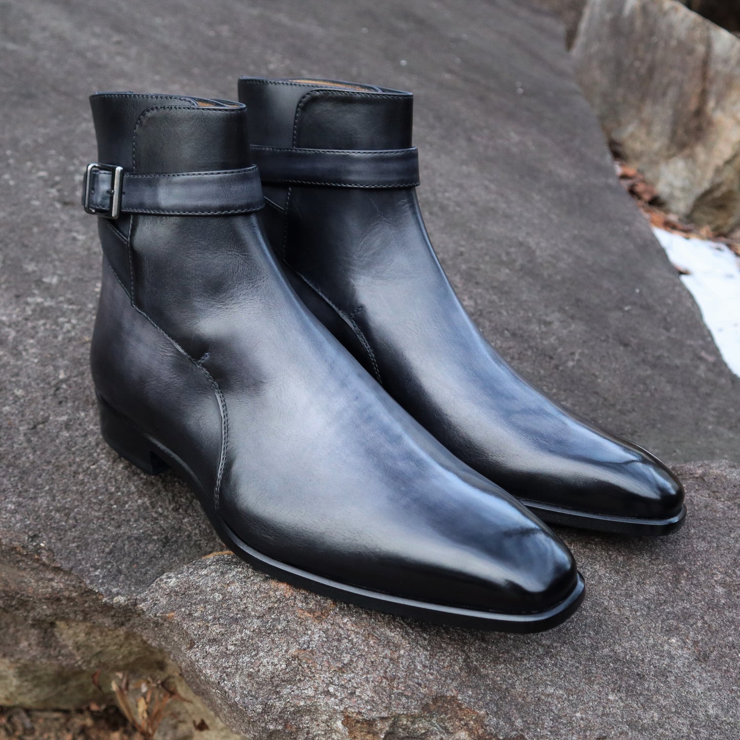 Handmade Italian leather Smoke Grey Jodhpur Boot with buckle closure, men's dress boot by Michael Darren Shoes
