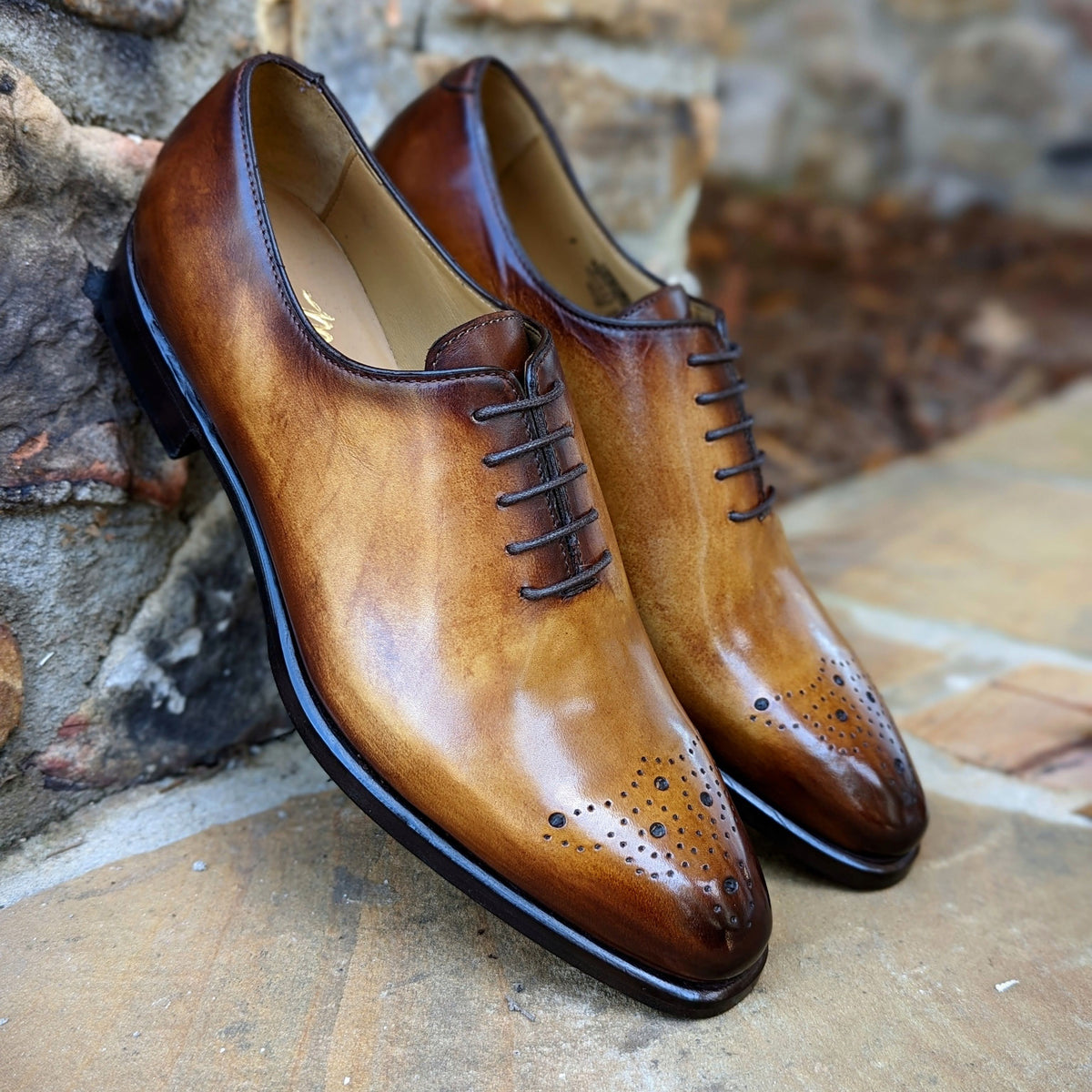 Handmade Italian leather Cuoio Medallion Wholecut, men's dress shoe by Michael Darren Shoes