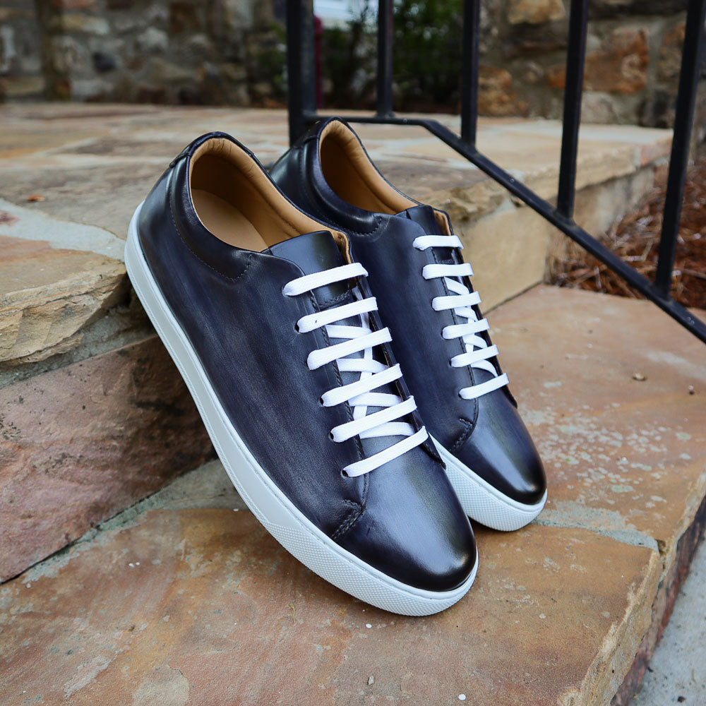 Handmade Italian leather Smoke Grey Low Top Sneaker, men's casual shoe by Michael Darren Shoes