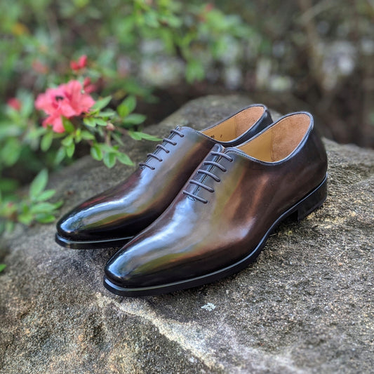 Handmade Italian leather Chocolate Brown Wholecut Oxford, men's dress shoe by Michael Darren Shoes