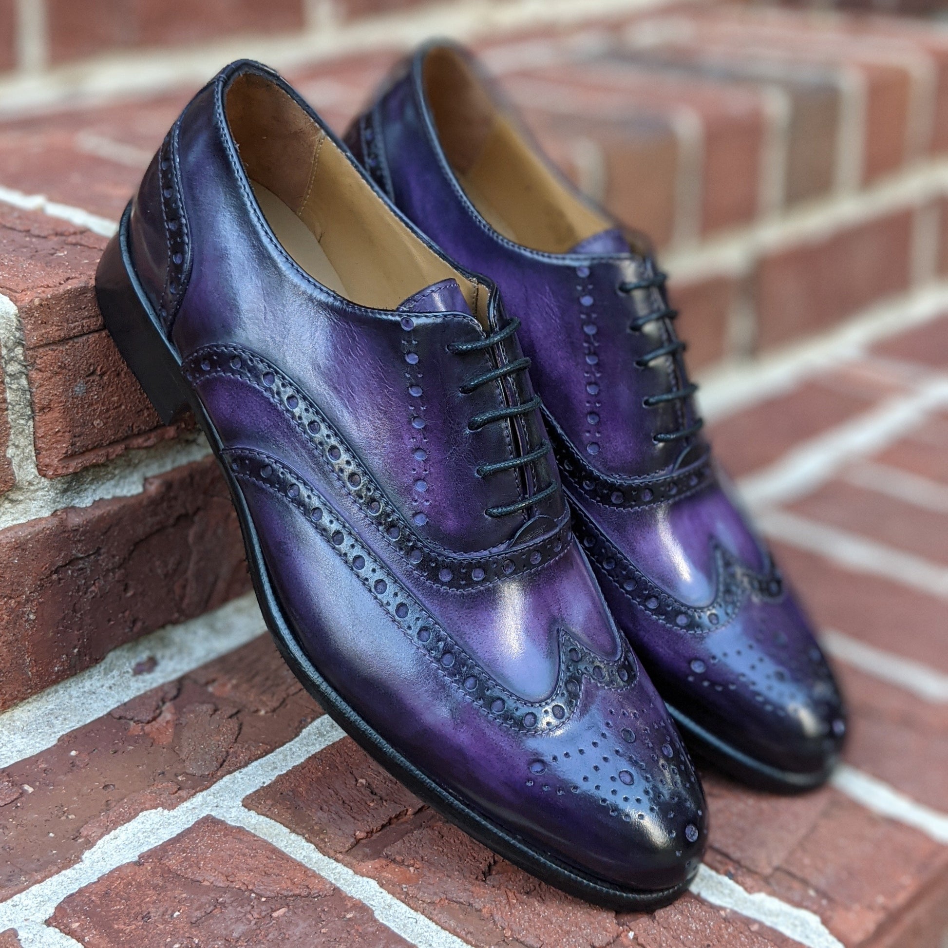 italian dress shoes for men Handmade Leather Wingtip Oxford Color:BurgundyRed western bridal dress Starling | Black Matte Approx (cm) EU39 /