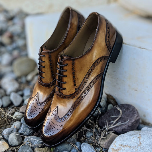 Handmade Italian leather Cuoio Wingtip Oxford, men's dress shoe by Michael Darren Shoes